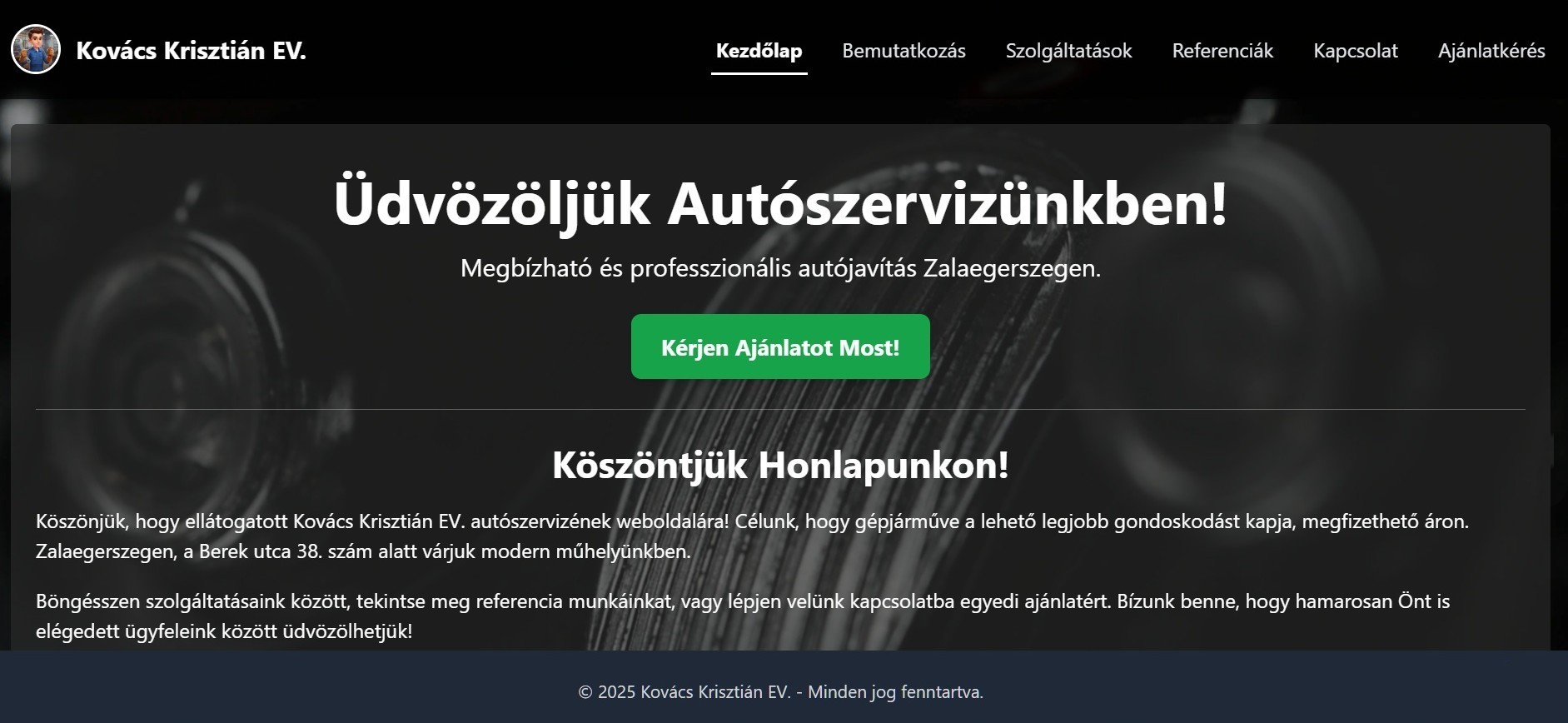 Kovács Krisztián EV Weboldal Referencia